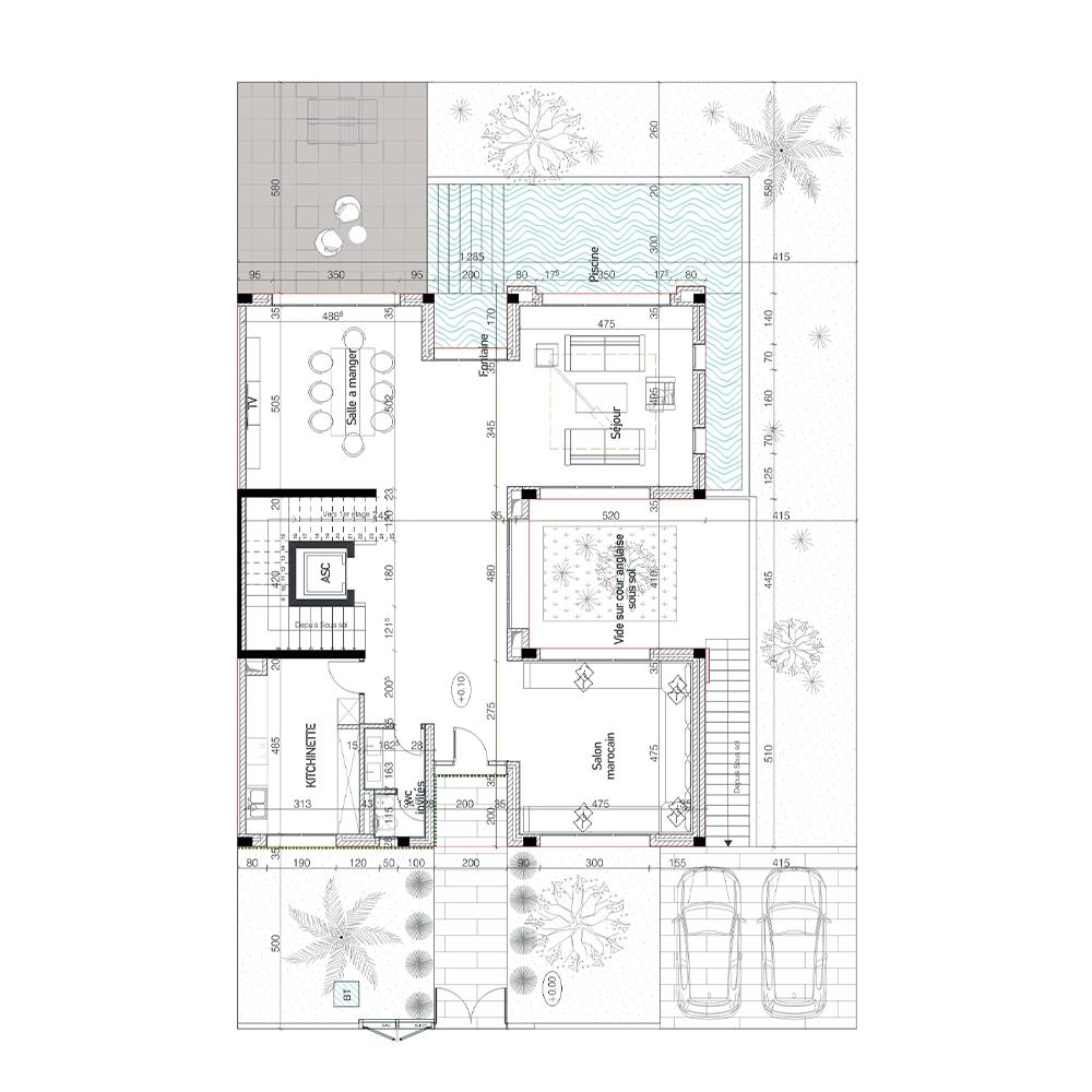 Plan-RDC-Villa-jumelée-type-A Plan RDC détaillé - Villa Jumelée Type A/A'