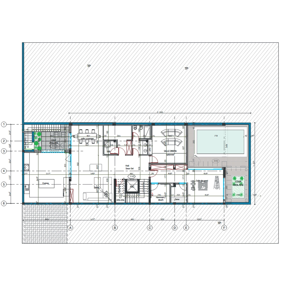 Plan-sous-sol-Villa-isolée-type-A Plan sous sol détaillée de la villa isolée Type A/A'